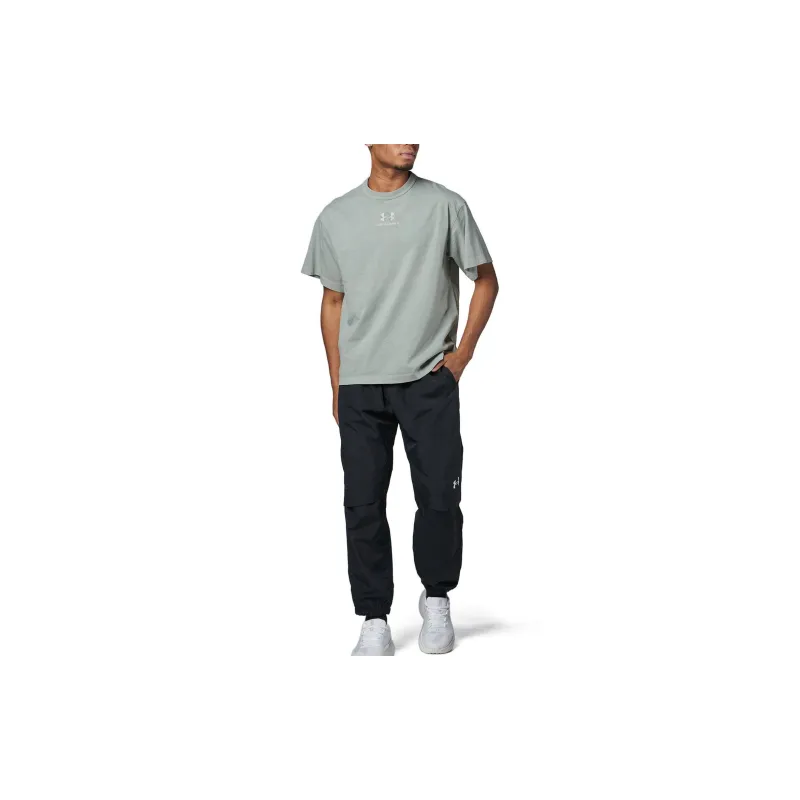 Under Armour Drop Shoulder Sleeve T-Shirt Men's Gray Green-4