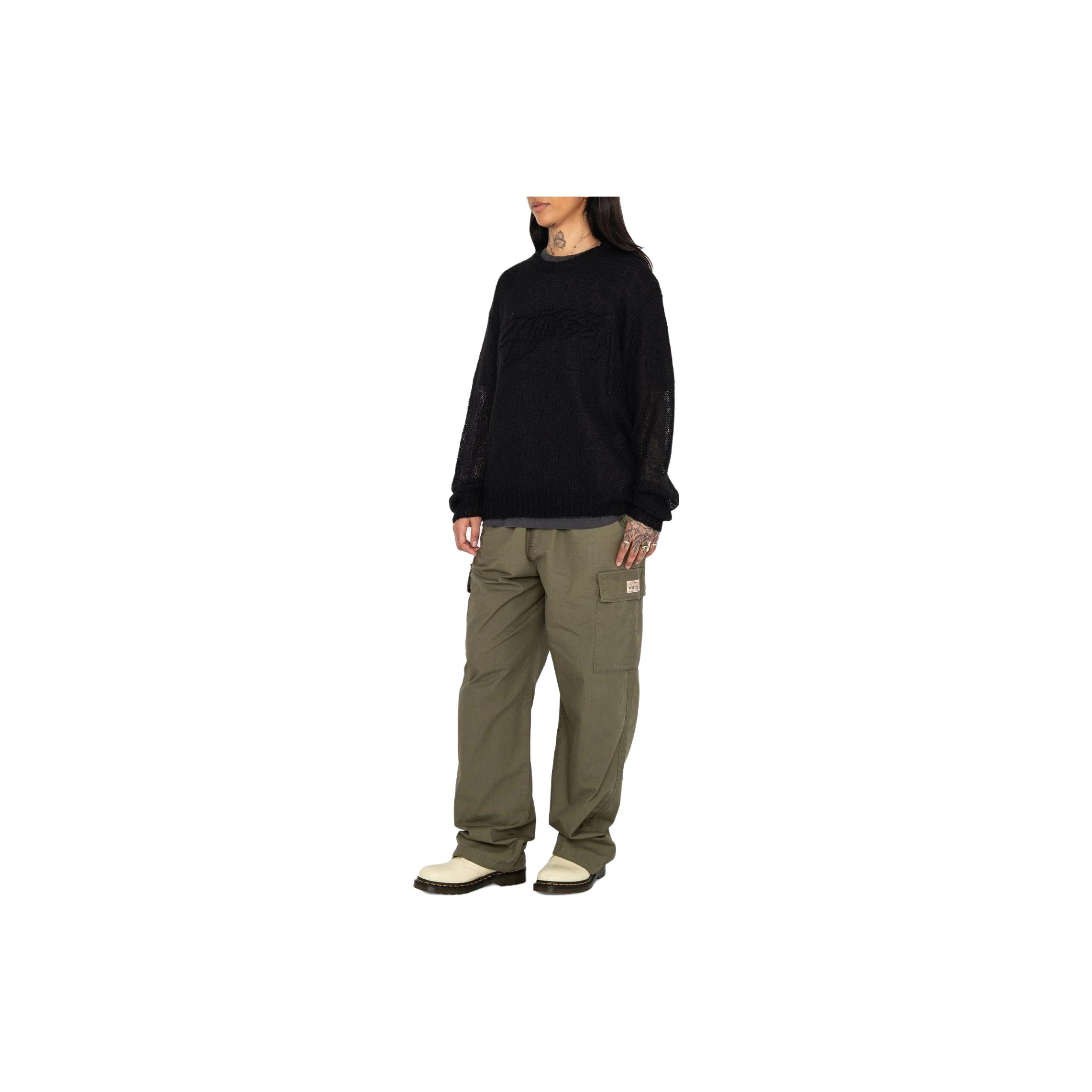 Stussy Loose Knit Logo Sweater - POIZON