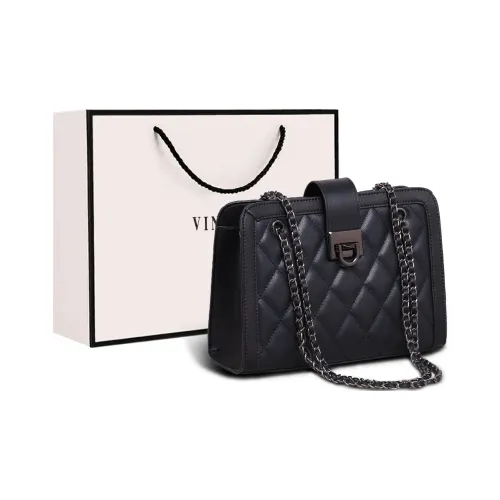 VINEY Cow Leather Crossbody Bag Shoulder Bag Small Square Bag Regular Small Size Women's Black