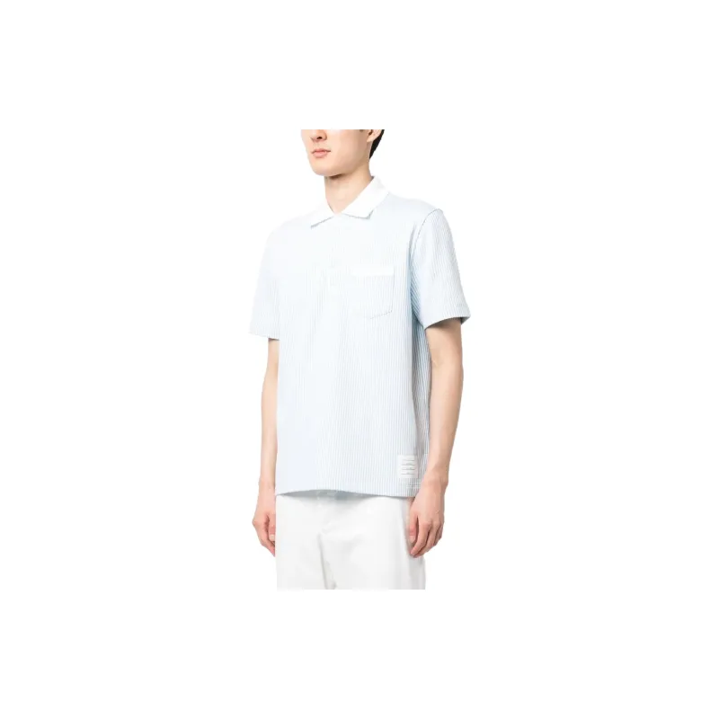 THOM BROWNE Polo Shirts Men Light Blue-3