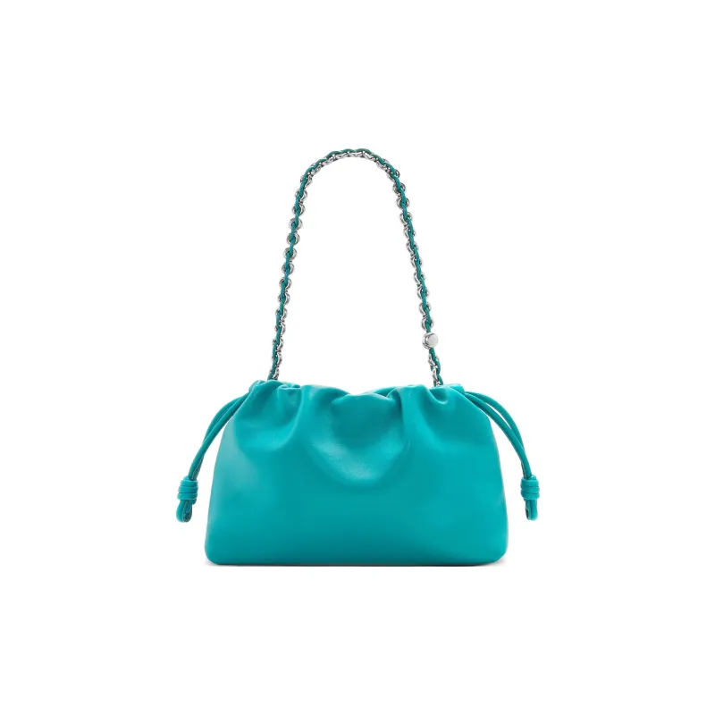 LOEWE Flamenco Soft Nappa Sheep Leather One Shoulder Crossbody Clutch Medium Size Women's Deep Turquoise-6
