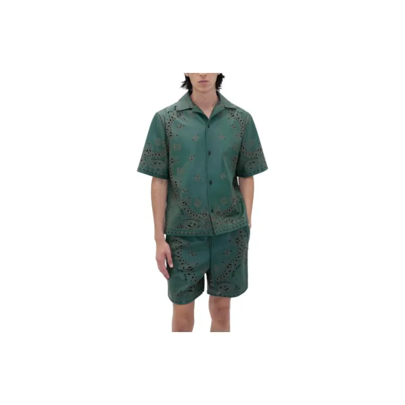 AMIRI Leather Bandana Short Sleeve Shirt-2