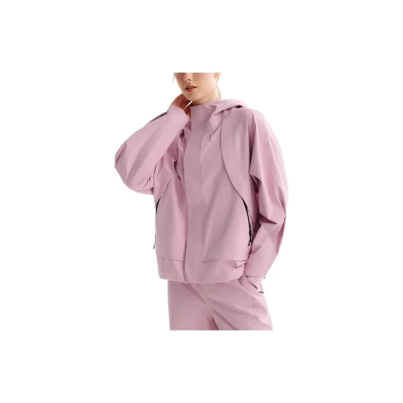 FILA Fitness Hiking Water Resistant Windproof Breathable Windbreaker Jacket Unisex Dark Cherry Blossom Pink-2