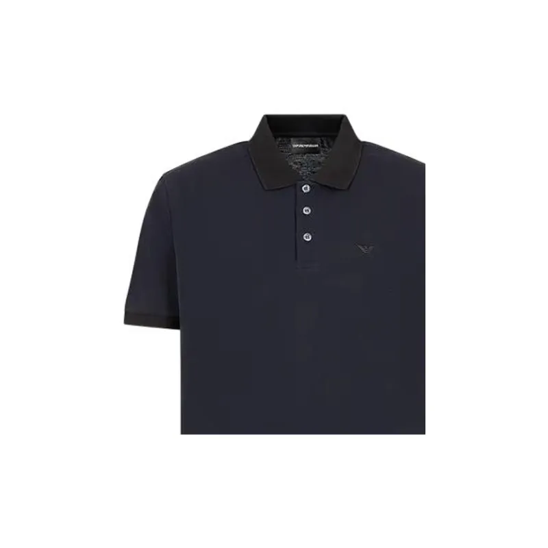 EMPORIO ARMANI Logo Embroidered Short Sleeved Polo Shirt-4