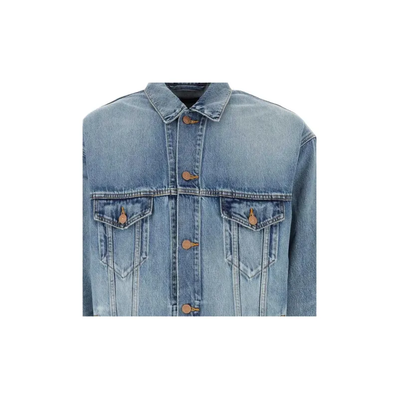 Balenciaga Large Fit Grafitti Backlogo Denim Jacket-11