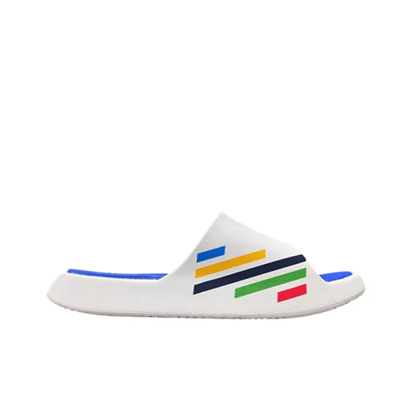 PEAK Basketball Culture Series Slip Resistant Abrasion Resistant Slide Slippers Men's White Blue-1