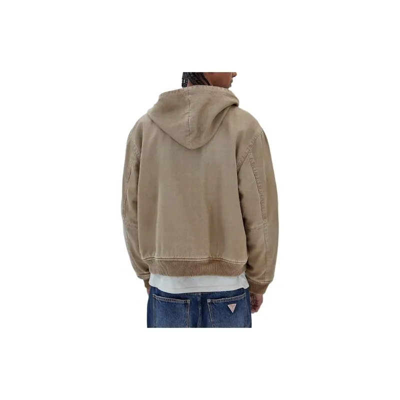 GUESS Originals Canvas Worker Hoodie Jackets Coats Men's Khaki-4