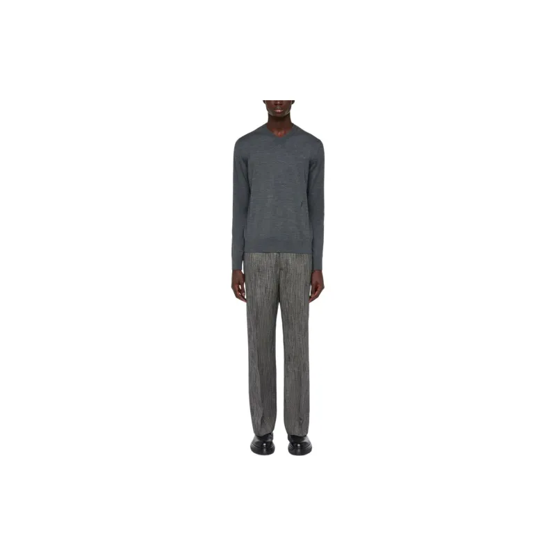 Ferragamo V neck Charcoal Wool Sweater-1