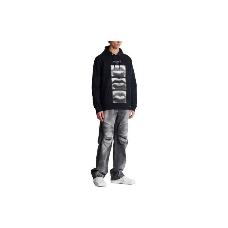 BALMAIN Vintage Lips Printed Hoodie-3