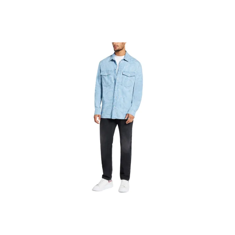 VERSACE Barocco print Denim Shirt-1