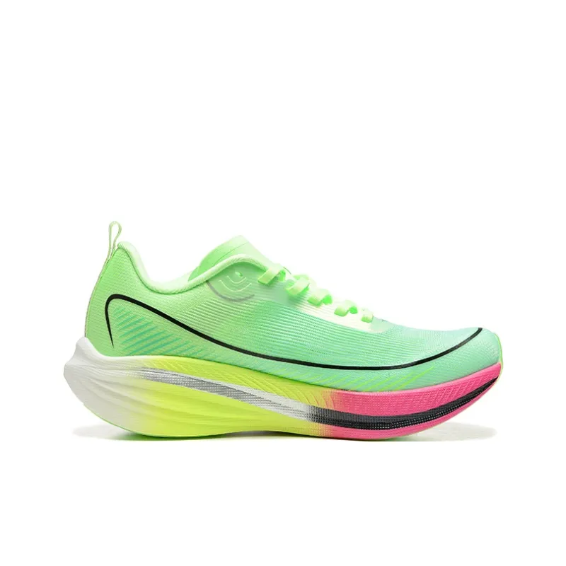 DUANGOU Running Shoes Unisex Low Top Neon Green/Black Pink/Mismatched Color-2