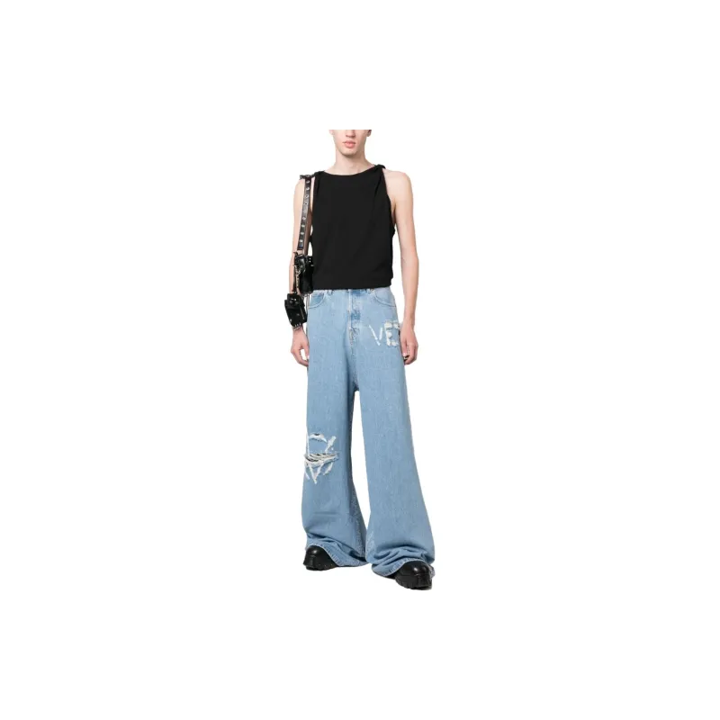 Vetements Logo Destroyed Baggy Jeans-1