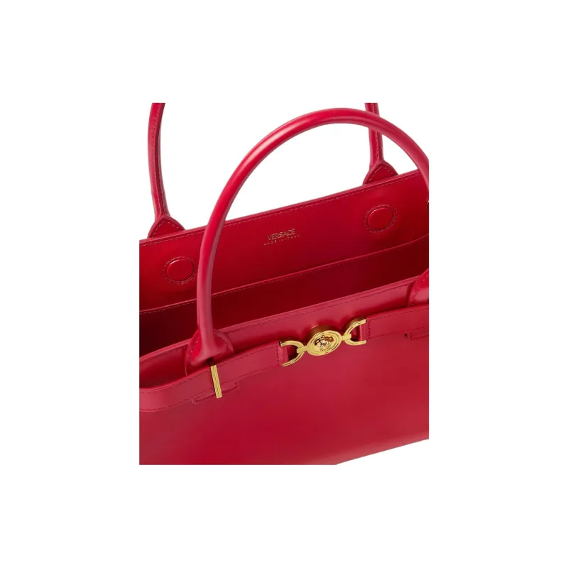 VERSACE Medusa '95 Cow Leather Tote Bag Shopping Bag Shoulder Bag Crossbody Bag Handbag Medium Size Women's Red-4