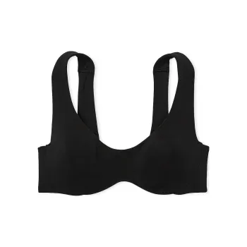 Victoria's Secret PINK Bralettes & Bra Tops Base Cotton Unlined Scoop Bra/PB Bra Women's Pure Black