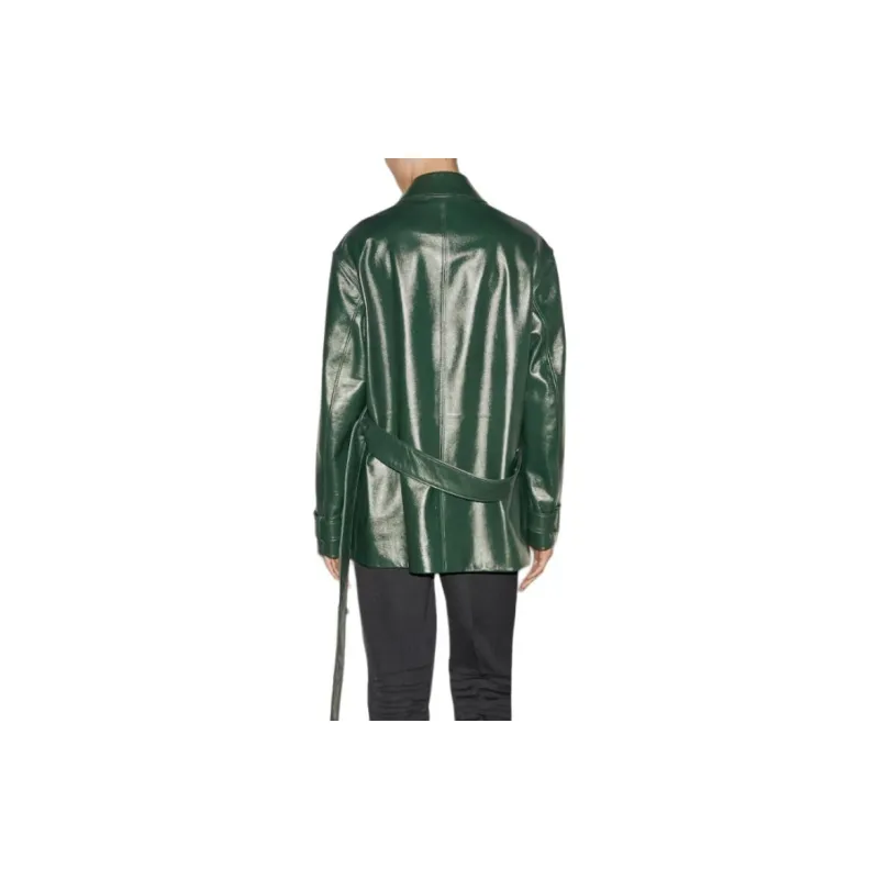 GUCCI Shiny Leather Trench Coat-4