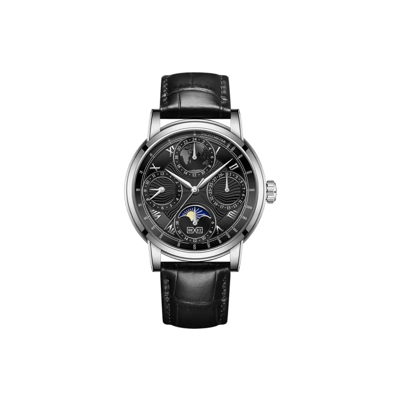 BEXEI Casual Watch Automatic Mechanical Movement Cow Leather Strap Watch Men's Watches White Dial-15