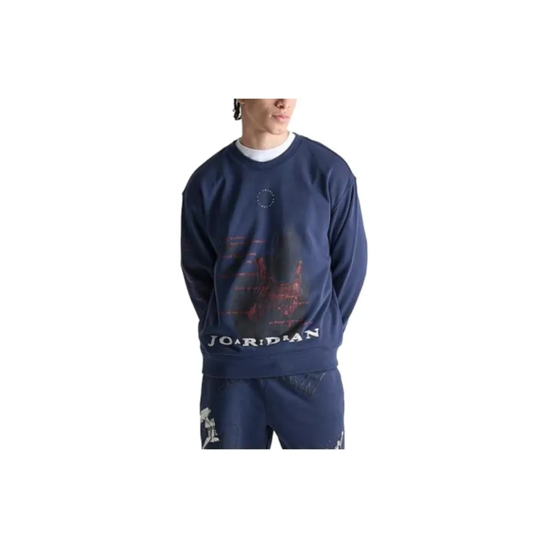 Jordan Essentials Men's Loopback Fleece Crew Sweatshirt Men's Marine Blue-4