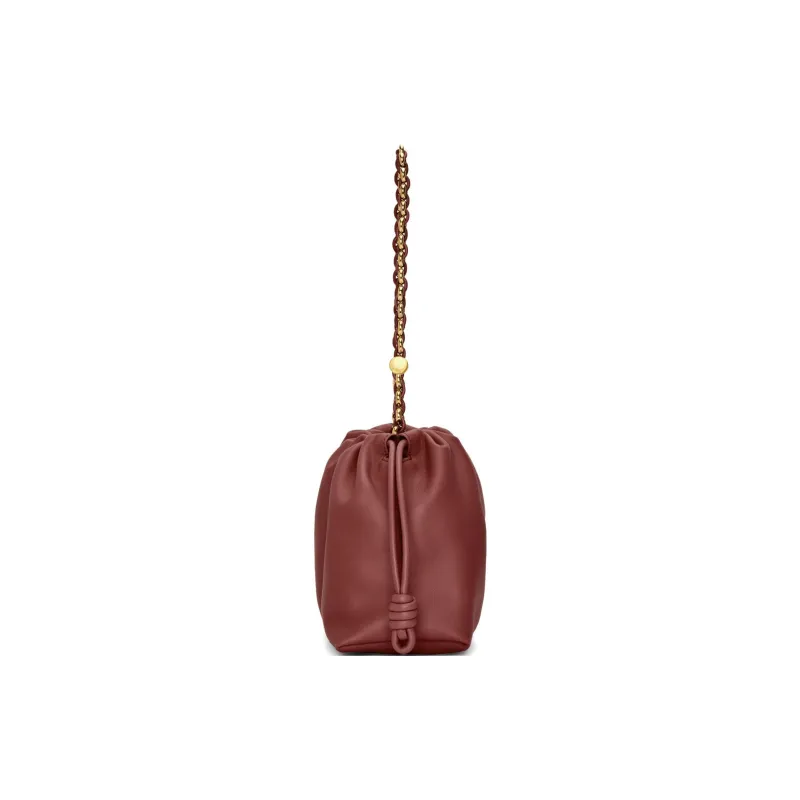 LOEWE Flamenco Soft Nappa Lambskin Handheld Crossbody Bag, Shoulder Bag Medium Size Women's Dark Brown-6