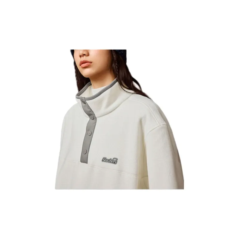 Skechers Sports Alliance Series Velvet feel Coat Unisex Marshmallow White-3