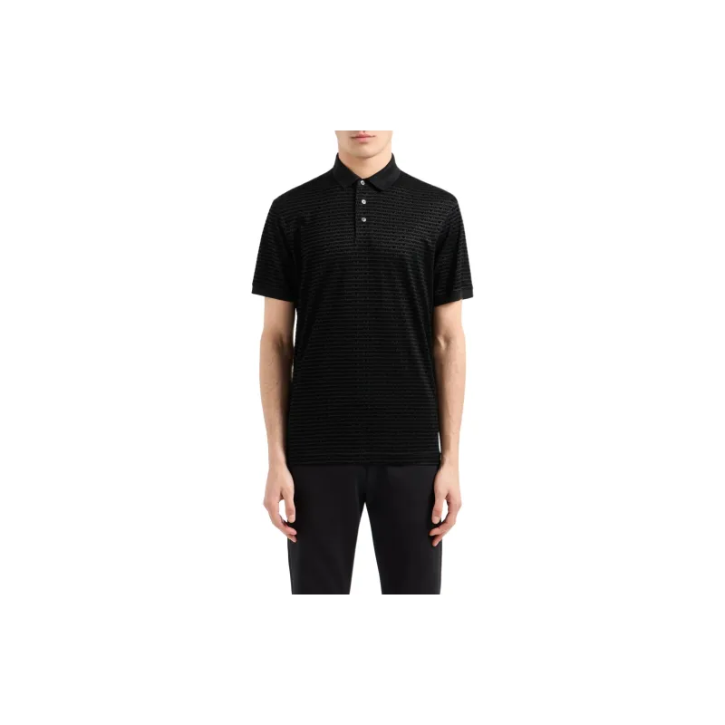 EMPORIO ARMANI Asv Lyocell blend Jersey Polo Shirt With Flocked Lettering All Over-1