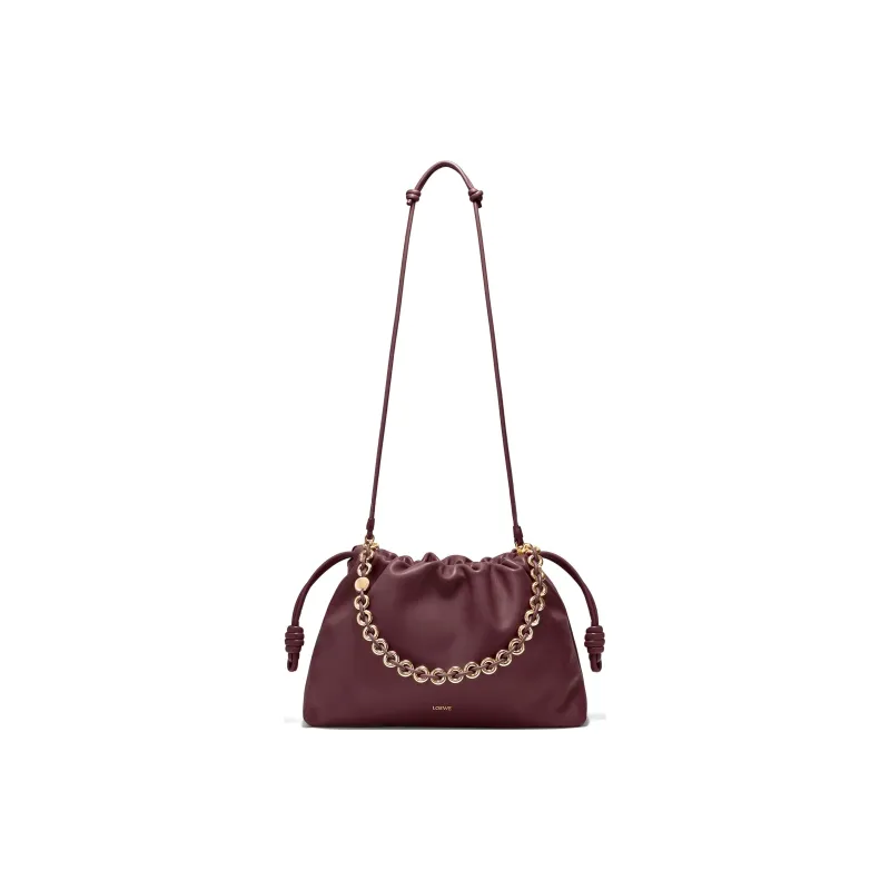 LOEWE Flamenco Soft Nappa Sheep Leather Clutch Tubas Women's Burgundy-3
