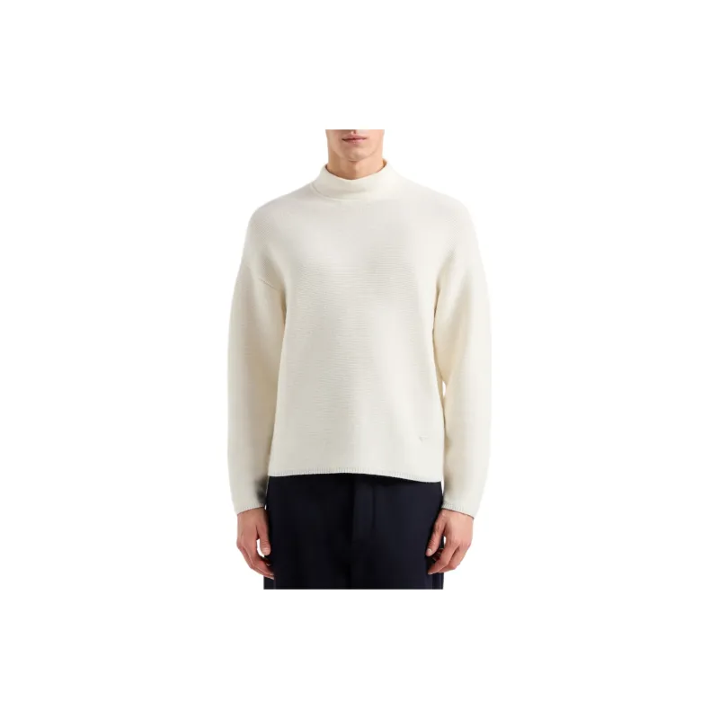 EMPORIO ARMANI Mock neck Jumper In Virgin Wool With A Micro textured Weave-1