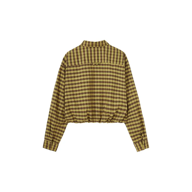 SHUIYUNJIAN Shirt Women's Lemon Yellow Plaid-1