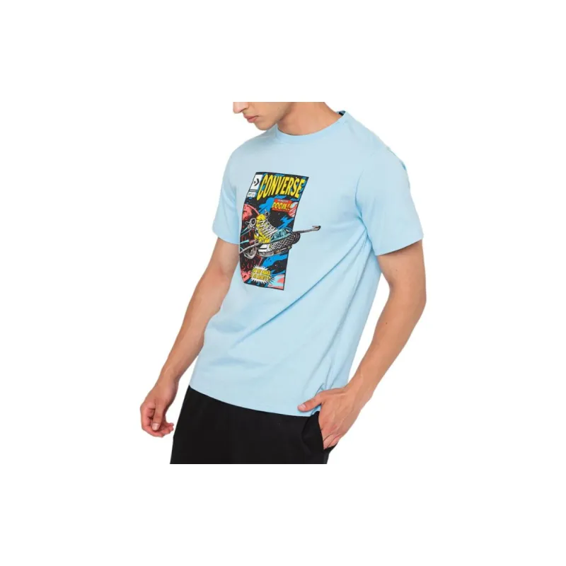 Converse Comic Cover Erkek Mavi T Shirt Men's Blue-4