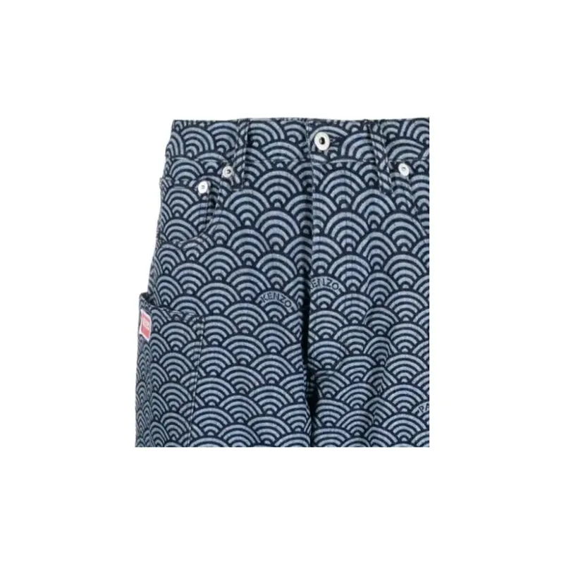KENZO All Over Patterned Wide Leg Jeans-5