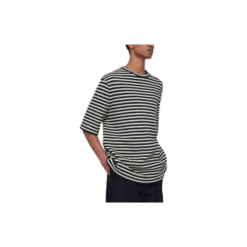 JIL SANDER + Striped Crewneck T Shirt-5