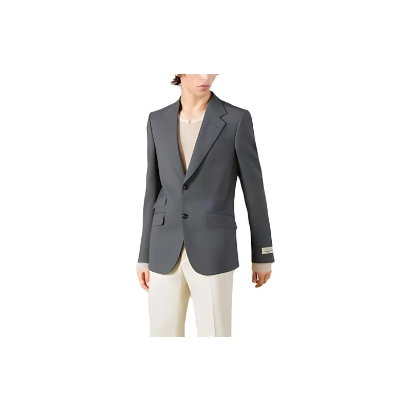 GUCCI Logo-patch Gabardine Blazer-2