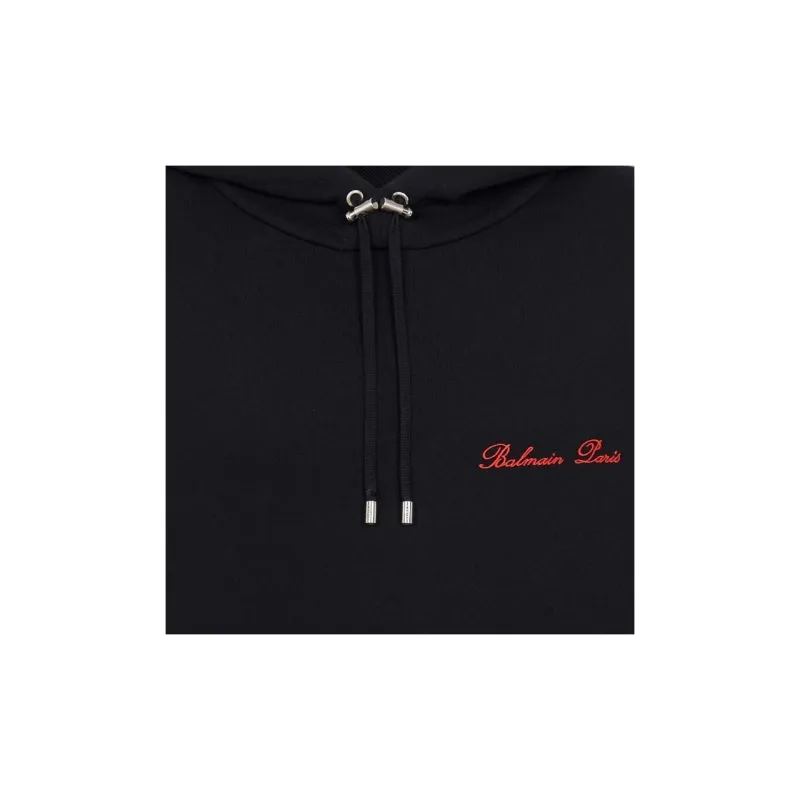 BALMAIN Signature Embroidered Drawstring Hoodie-5