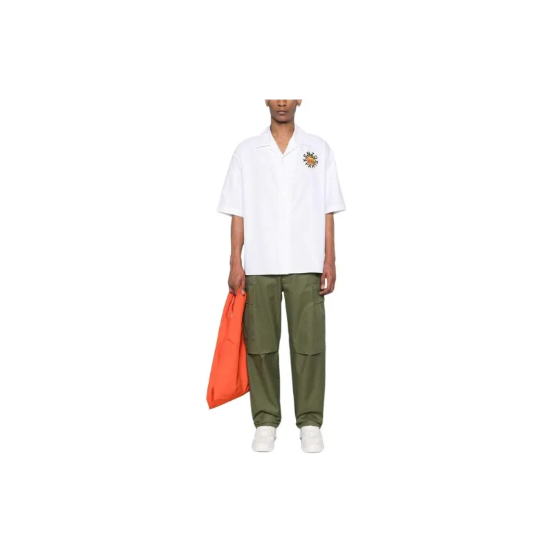KENZO Logo Patch Collared Short Sleeve Shirt-1