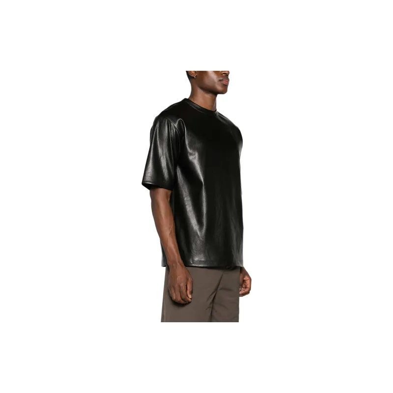 NANUSHKA Drop shoulder Faux leather T shirt-3