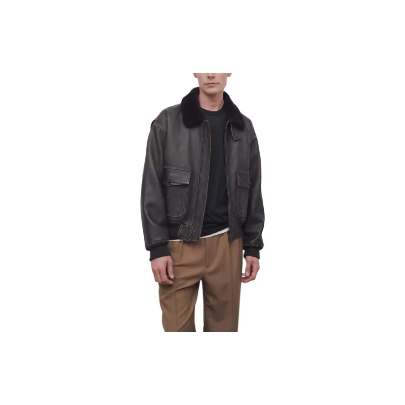 THE ROW SS24 Leather Jacket Men's Black-2