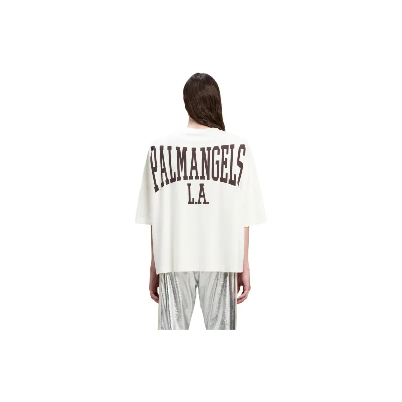 PALM ANGELS College Drop shoulder Cotton T shirt-2