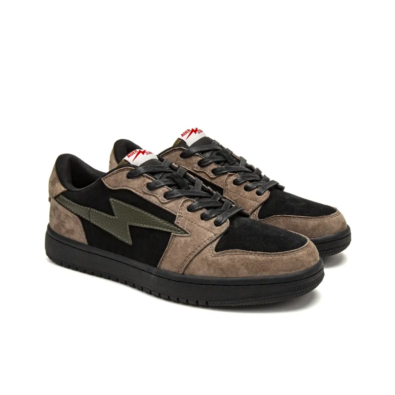 ADERSTAR Low Top Skateboard Shoes Unisex Black Brown-1