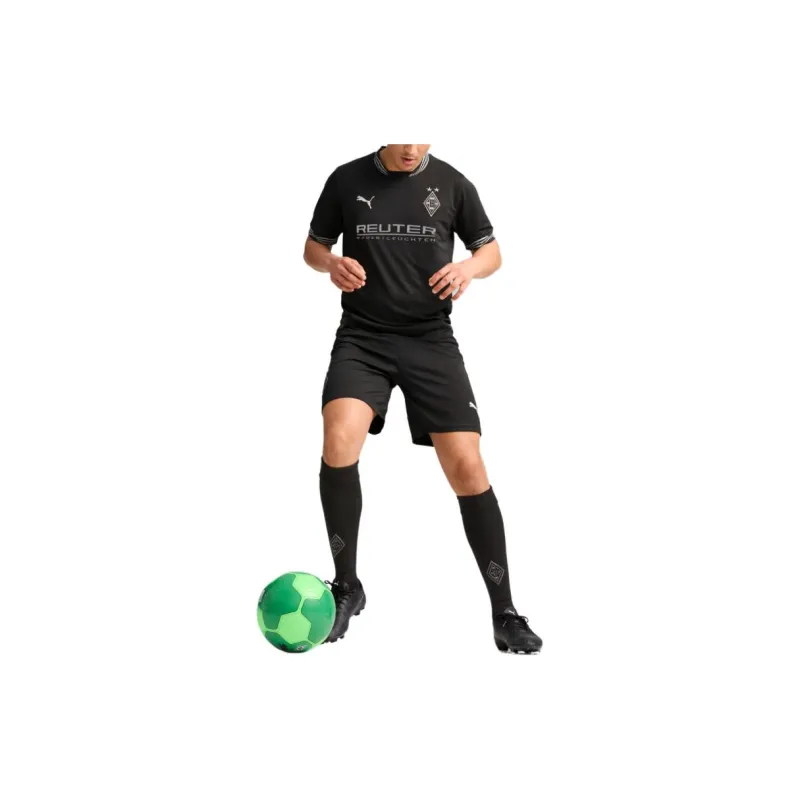 PUMA Borussia Mönchengladbach SS24 Soccer Bottoms Men's Black Gray Color-4
