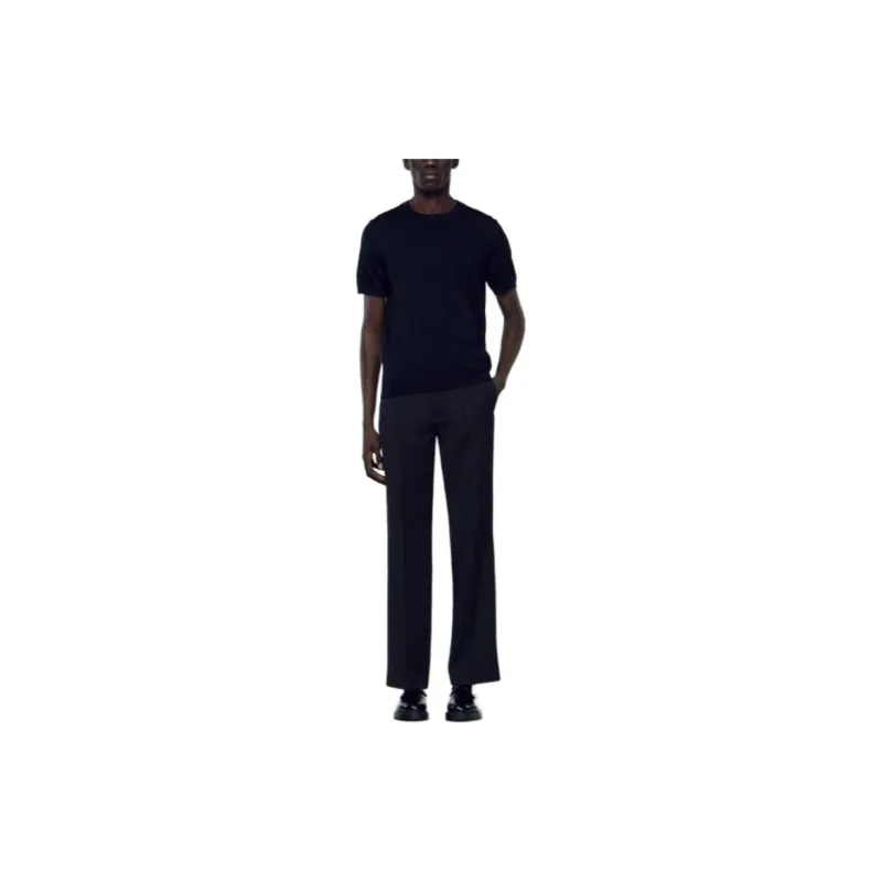 Sandro Knitted T shirt T Shirt Men's Black-1