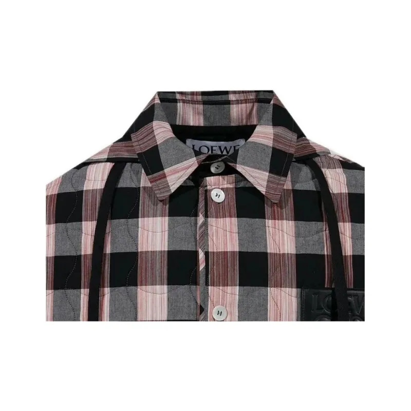 LOEWE Quilted Check Hooded Shirt-4