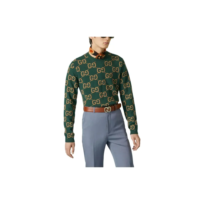 GUCCI Gg Monogram Crewneck Knitted Jumper-1