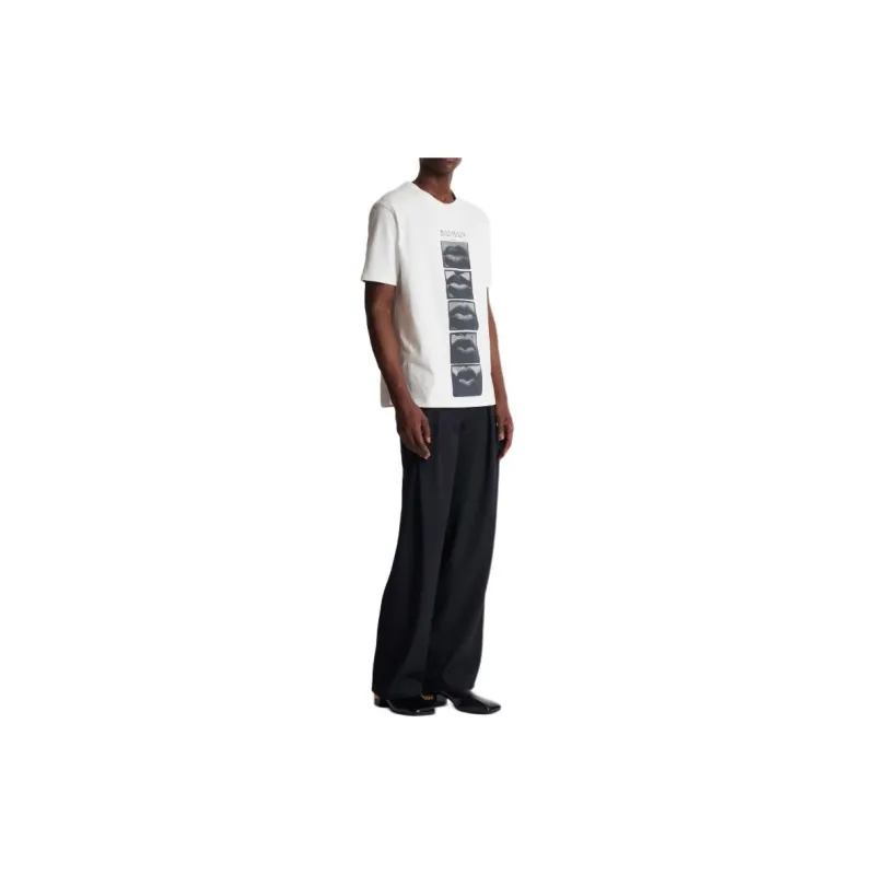 BALMAIN Logo Printed Crewneck T Shirt-3