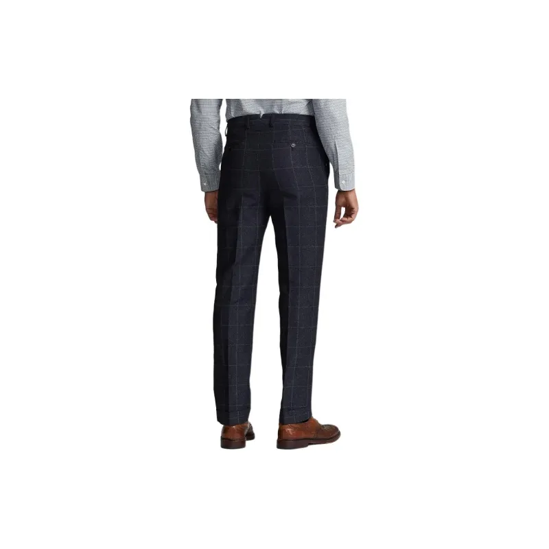 Polo Ralph Lauren Slim Windowpane Linen-Blend Suit Trouser Casual Pants Men's Gray-2