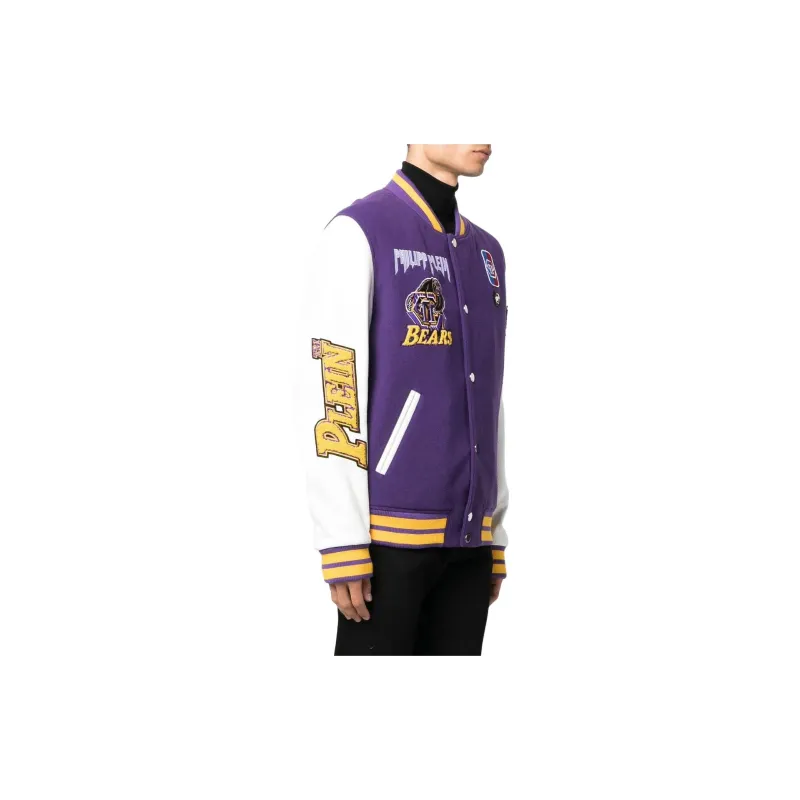 PHILIPP PLEIN SS23 Baseball Jacket Men's Purple-3