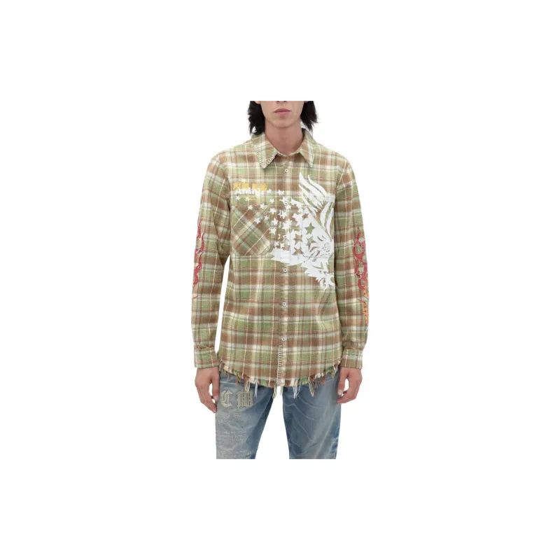 AMIRI Tgcw Eagle Flannel Shirt Men's Green-1