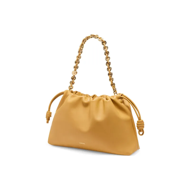 LOEWE Flamenco Soft Nappa Sheep Leather Clutch Large Size Women's Durian Yellow-4