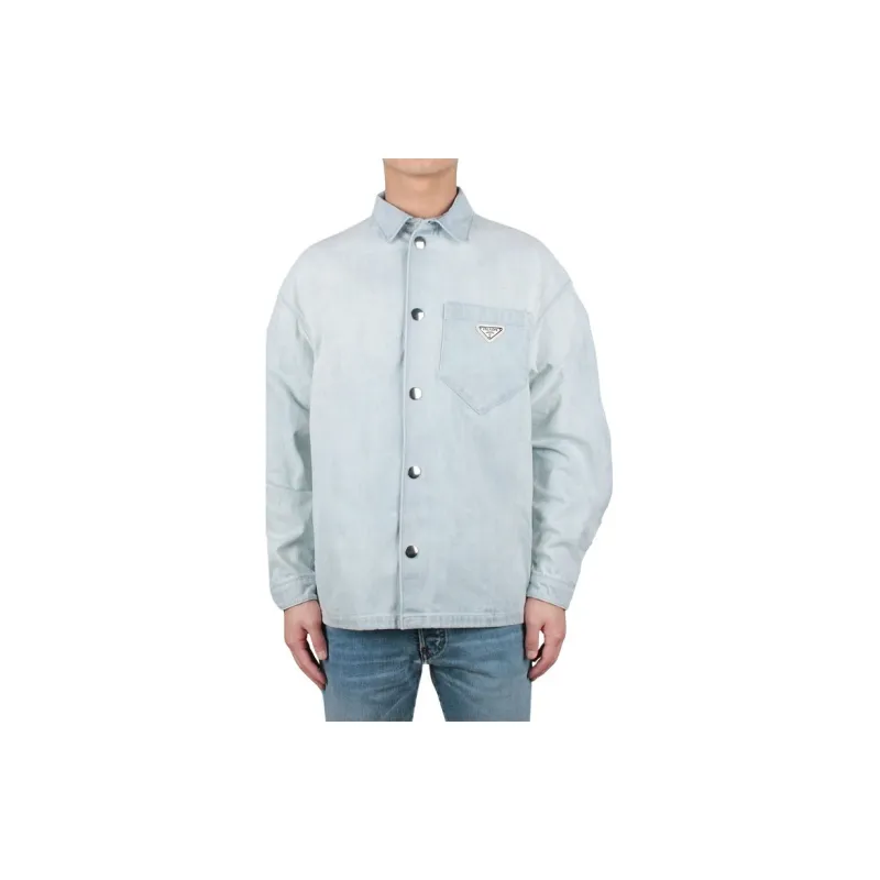 PRADA Denim Jackets Men Light Blue-2