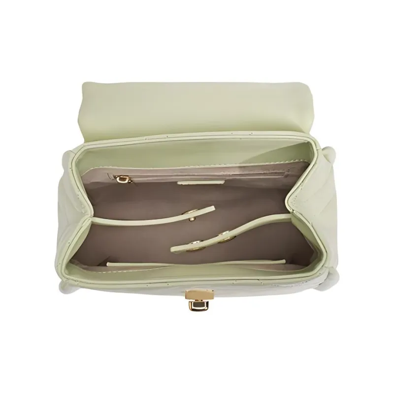 BELLE Artificial Leather Backpack Medium Size Women's Green/Beige-4