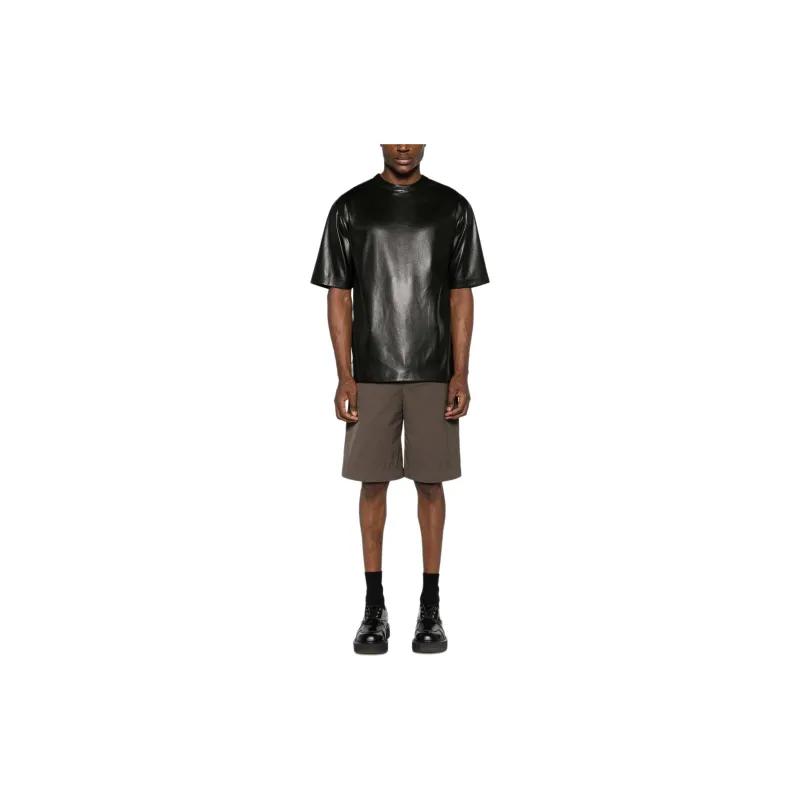 NANUSHKA Drop shoulder Faux leather T shirt-1