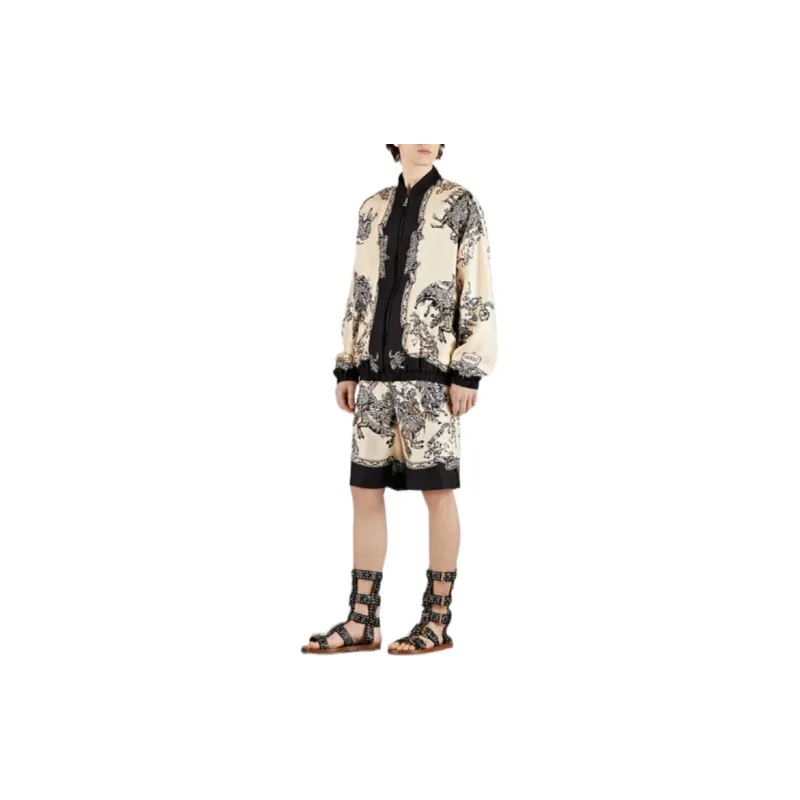 GUCCI Button Detailed Graphic Printed Shorts-1
